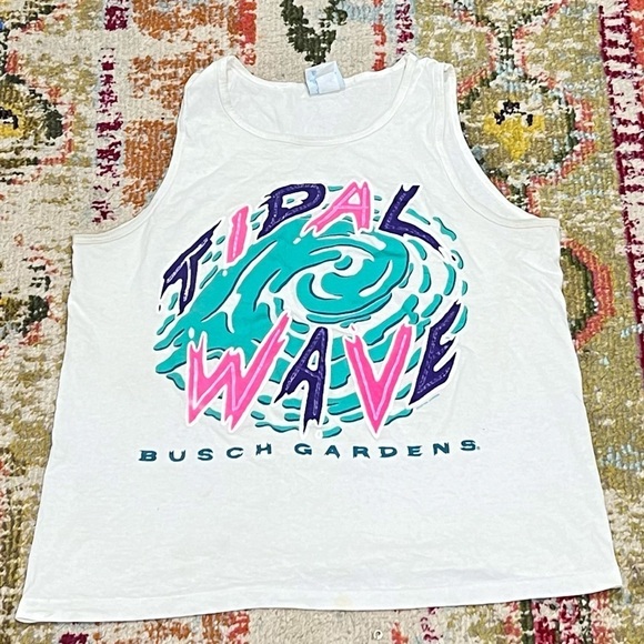 Vintage Bush Gardens Tidal Wave Ride Vacation Tourism Destination Travel 80s Tee - Picture 1 of 3
